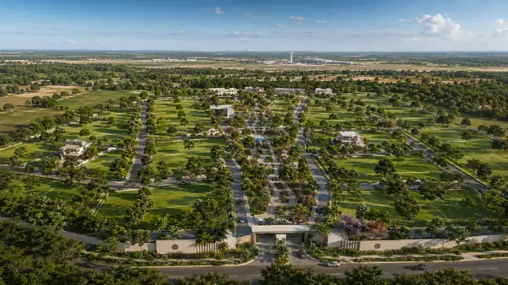 Prestige Meesaganahalli aerial view of the 60-acre low-density garden plotted enclave