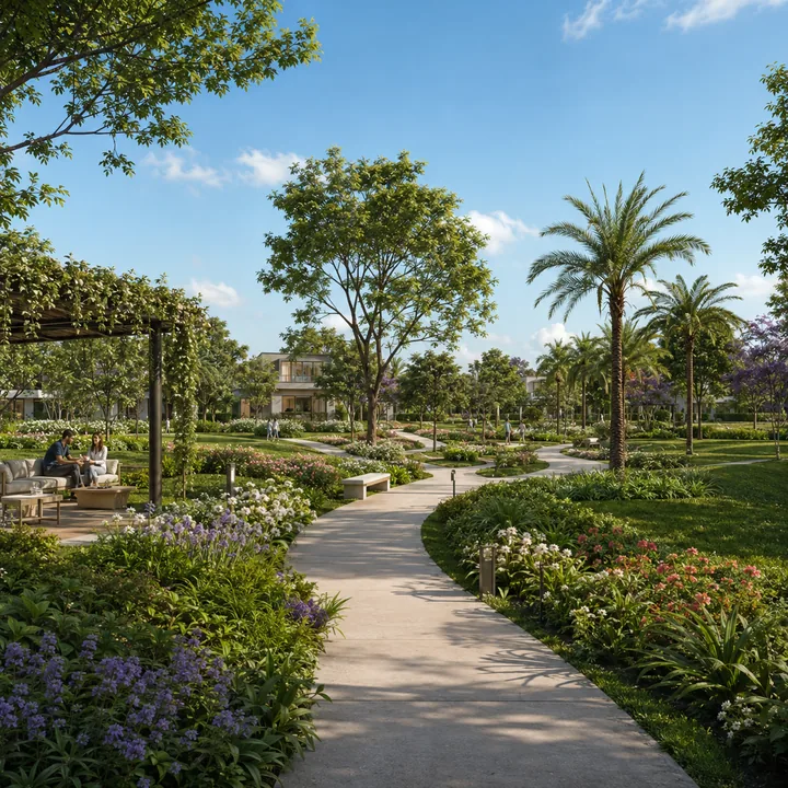 Prestige Meesaganahalli central garden and walking trail