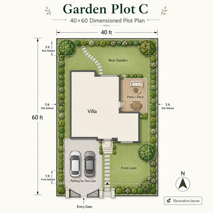 Prestige Meesaganahalli Garden Plot C — 2,400 sq.ft. (40×60) plot plan layout