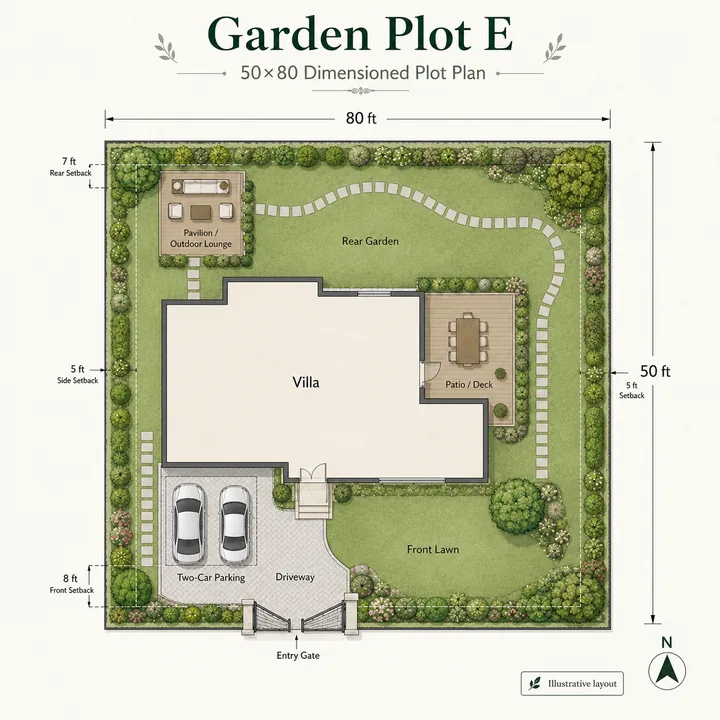 Prestige Meesaganahalli Garden Plot E — 4,000 sq.ft. (50×80) plot plan layout